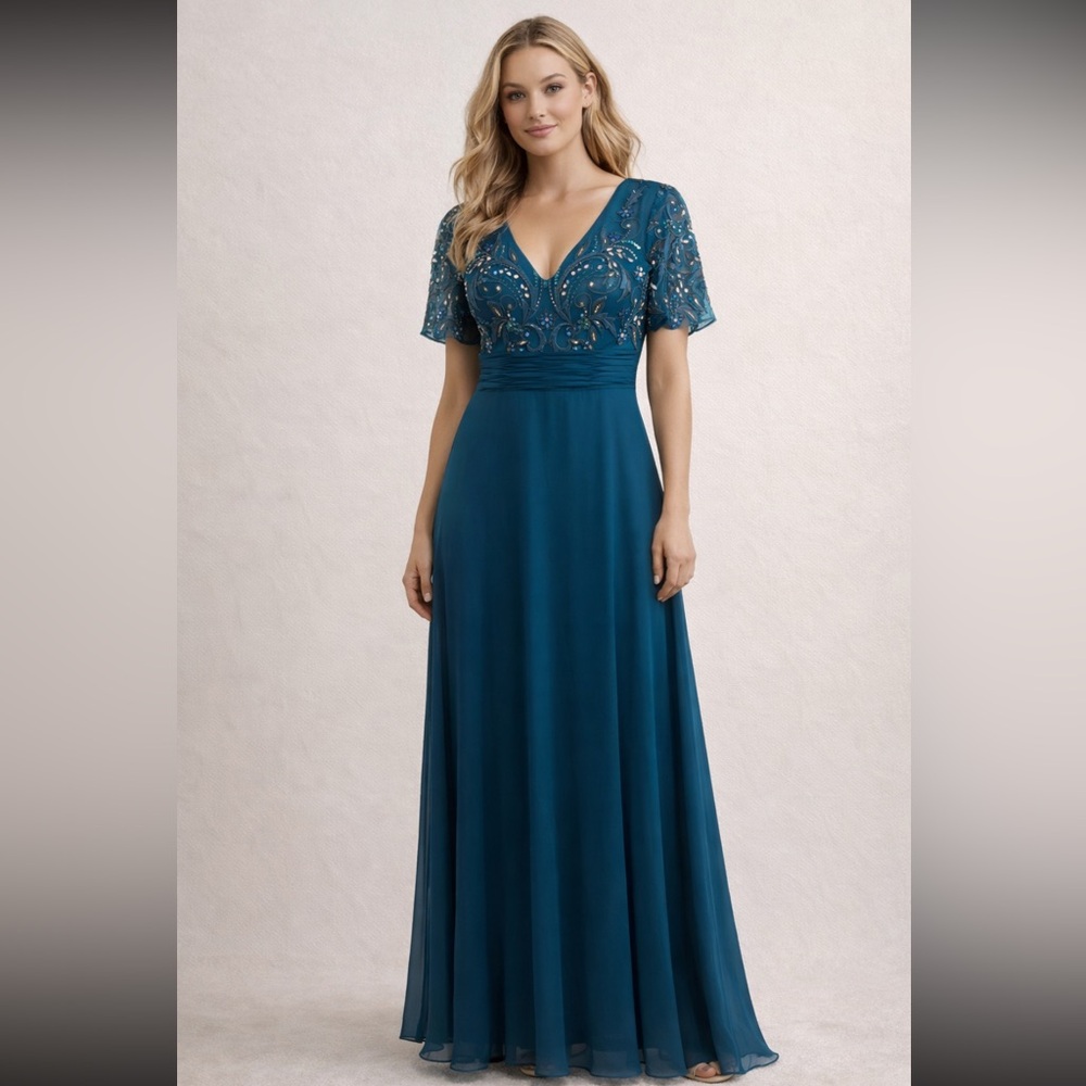 Elegant Teal Evening Gown